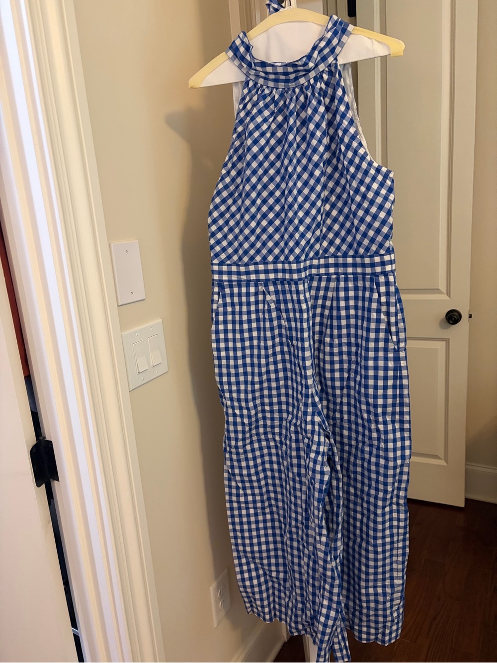 J. Crew Blue and White Gingham Halter Jumpsuit - Picture 5 of 8